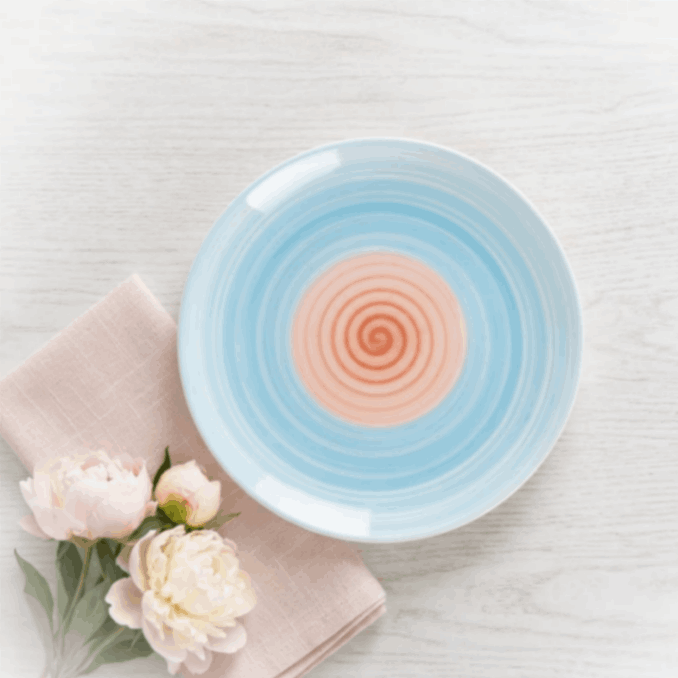 Rainbow Collection - Pink+Blue - Round Side Plate - 7 inch