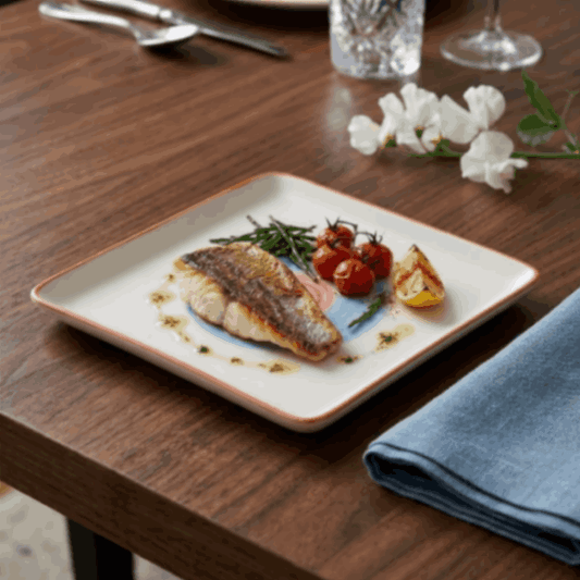 Rainbow Collection - Pink+Blue - Square Side Plate - 7 inch