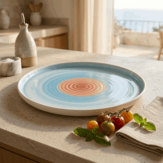 Rainbow Collection - Pink+Blue - Corner Dinner Plate - 10 inch