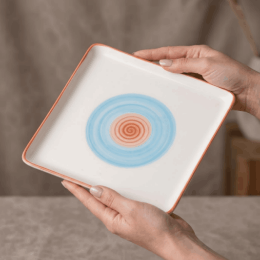 prdct_Rainbow Collection - Pink+Blue - Square Side Plate - 7 inch