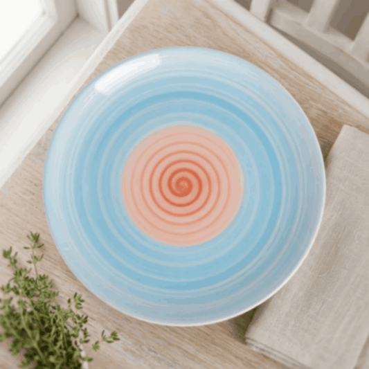 Rainbow Collection - Pink+Blue - Round Dinner Plate - 10 inch