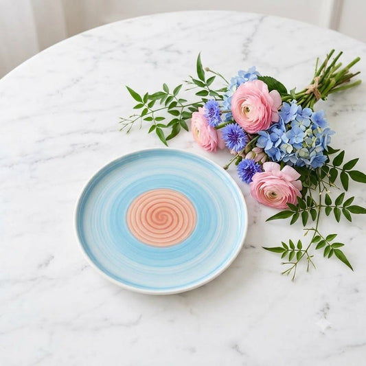 Rainbow Collection - Pink+Blue - Corner Side Plate - 7 inch