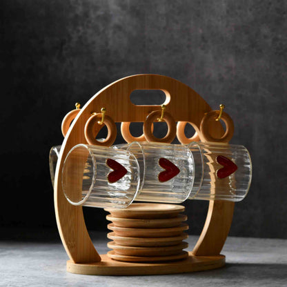 GoldHeart Tea Cup & Saucer - Set of 6 with stand