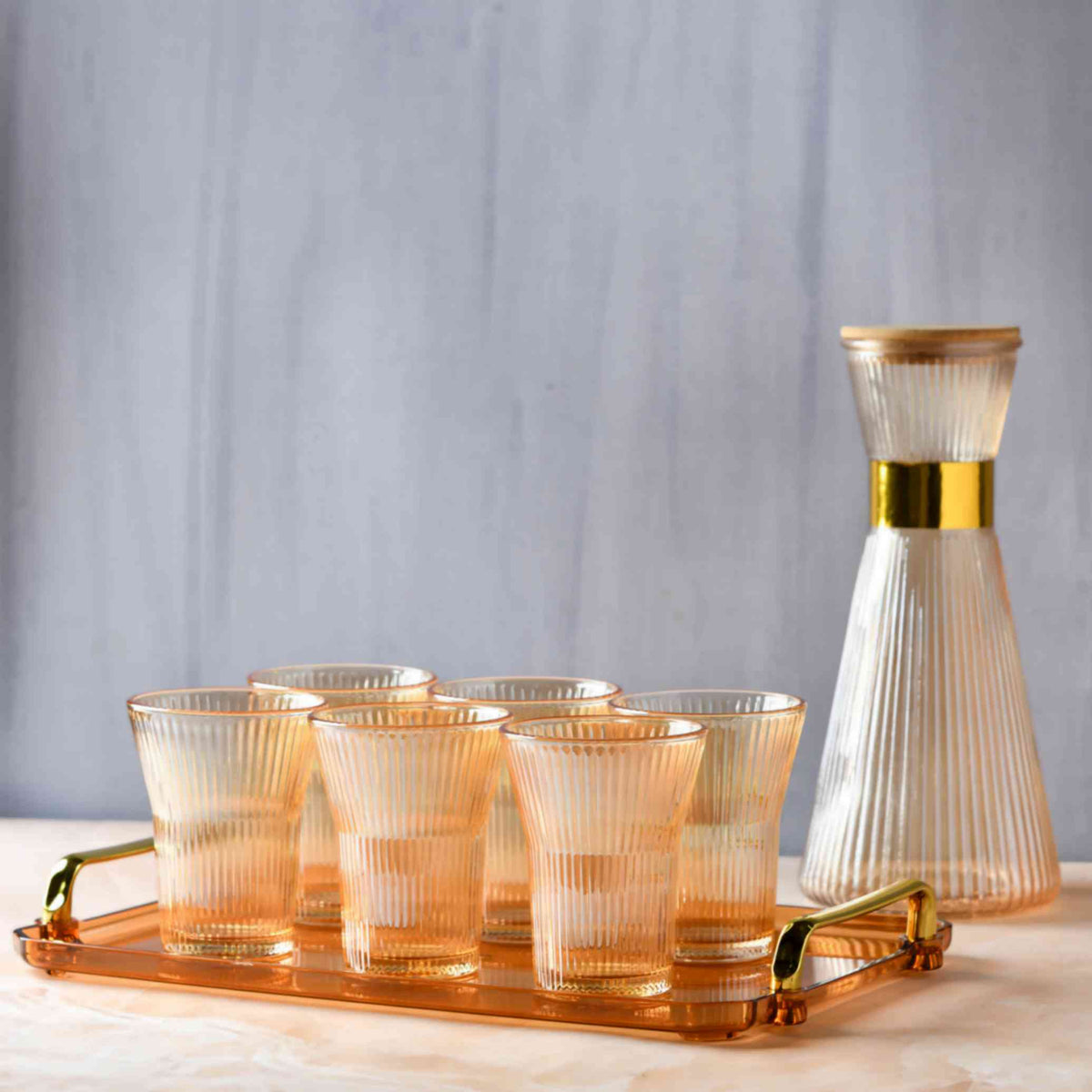 Amber Jug and Glass Set