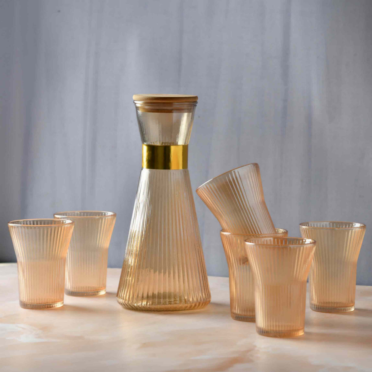 Amber Jug and Glass Set