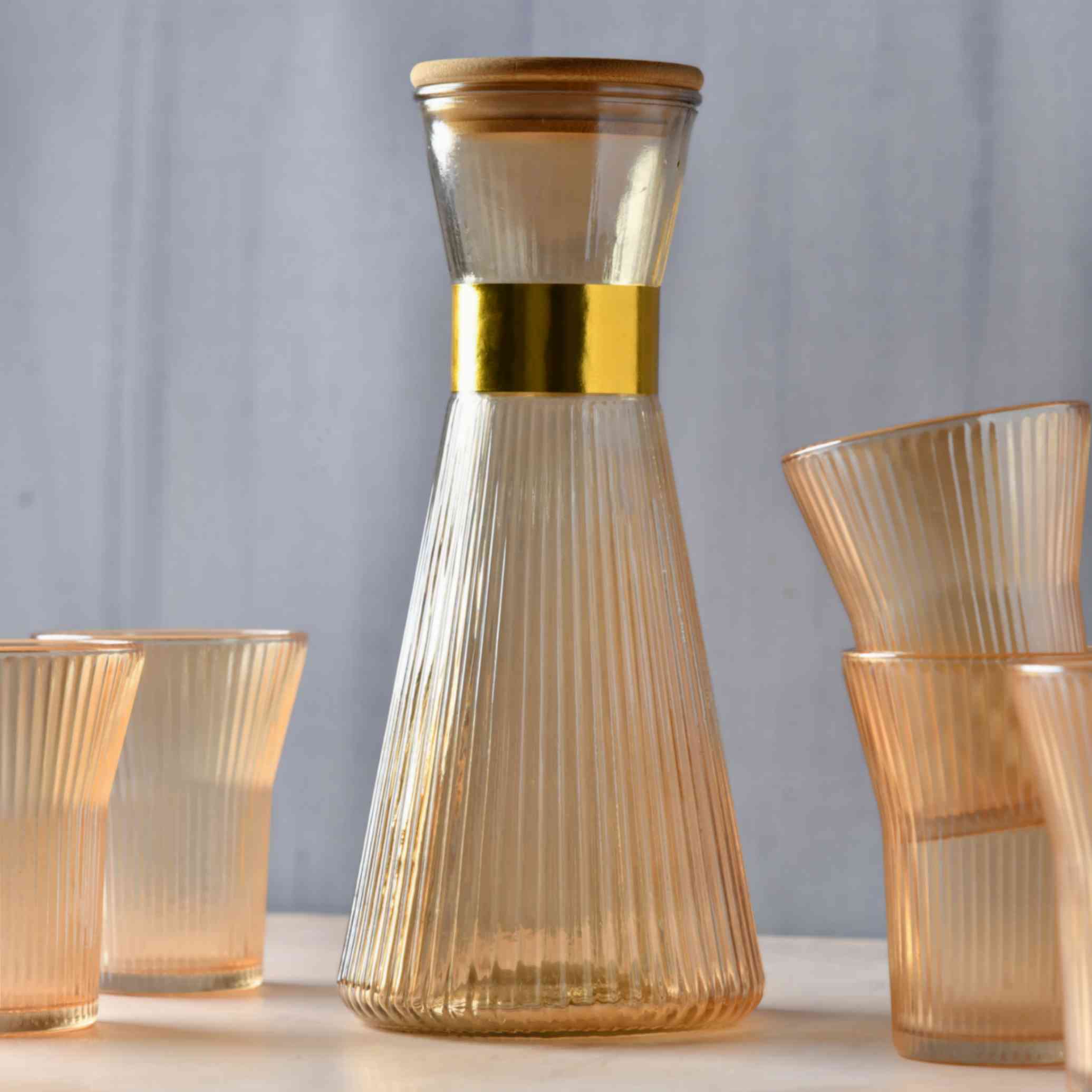 Amber Jug and Glass Set