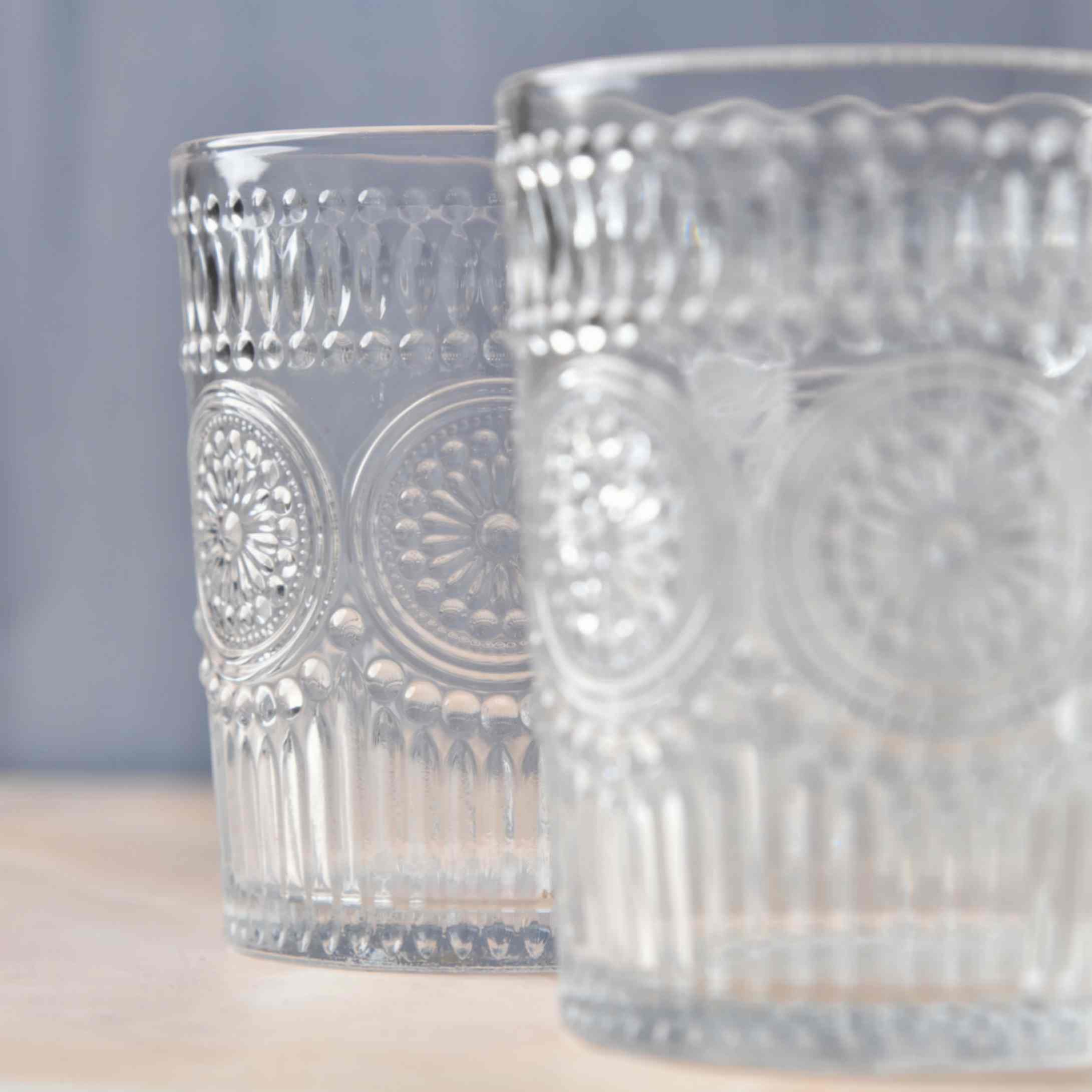 Embossed Transparent Jug and Glass set of 7