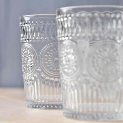Embossed Transparent Jug and Glass set of 7