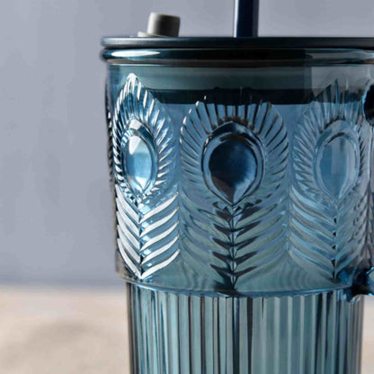 Luxe Blue Peacock Glass Tumbler - 500ml