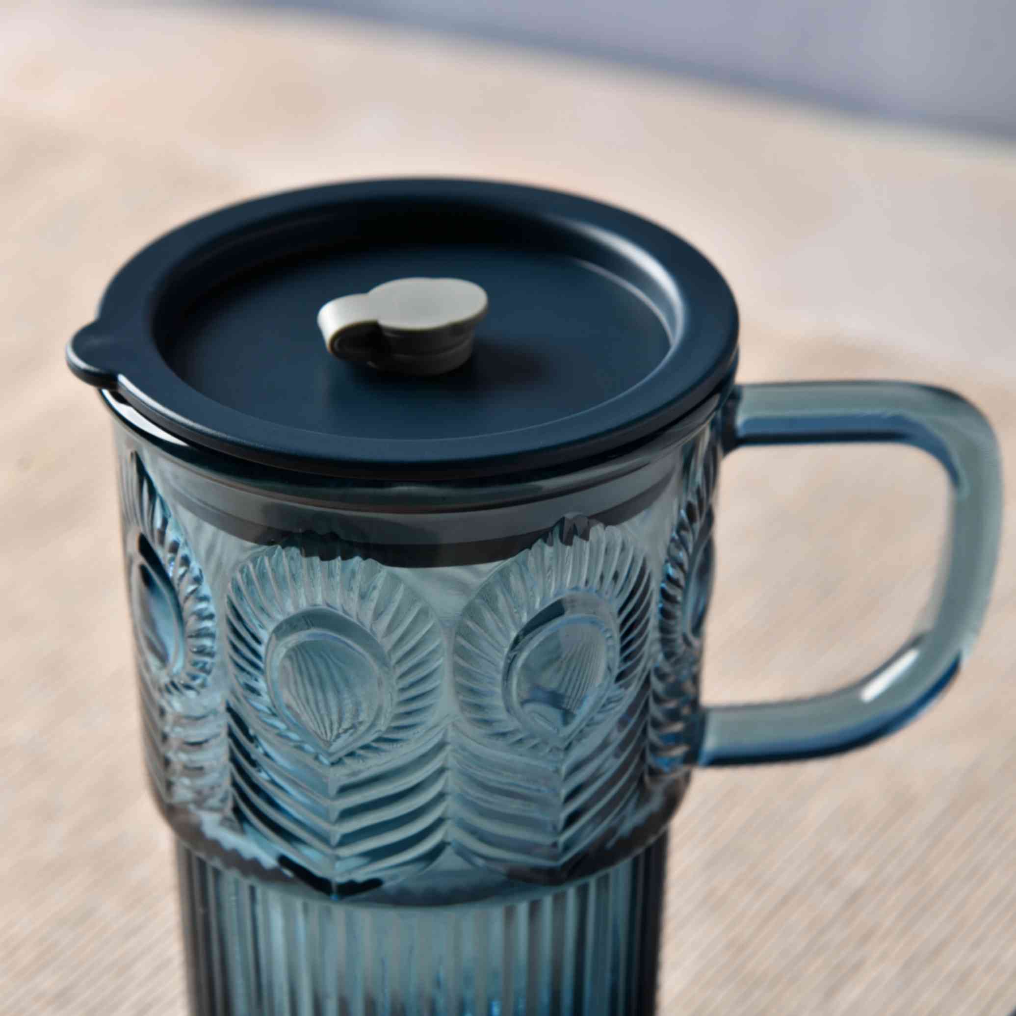 Luxe Blue Peacock Glass Tumbler - 500ml