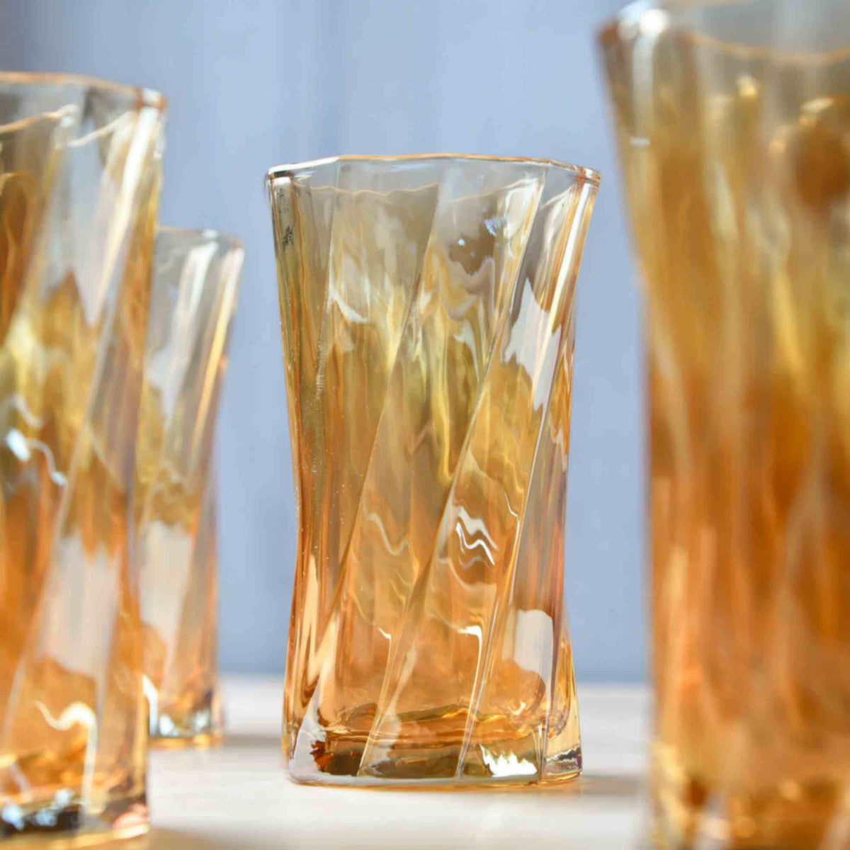 Golden Grid Water Jug & Glass Set of 8