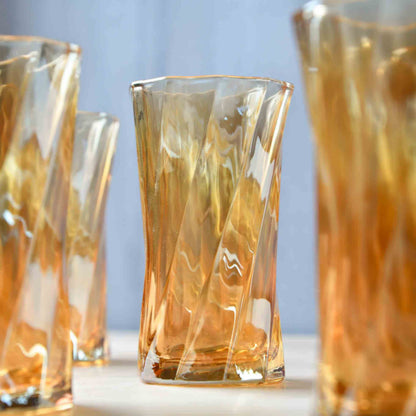 Golden Grid Water Jug & Glass Set of 8