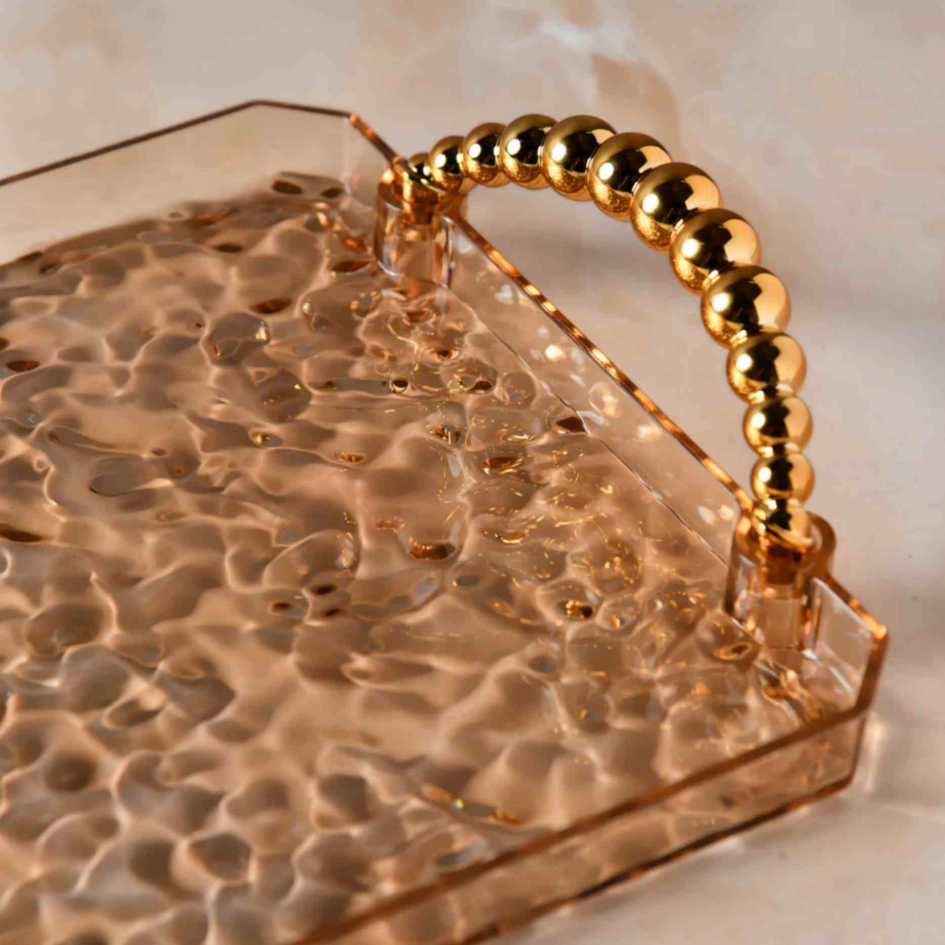 Amber Gold Ring Water Jug Set of 8