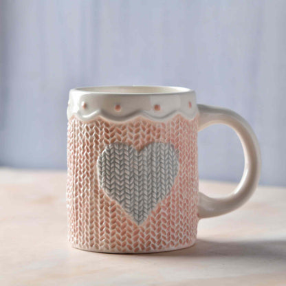 Heirloom Romance Ceramic Mug – Grey Heart (400ml)