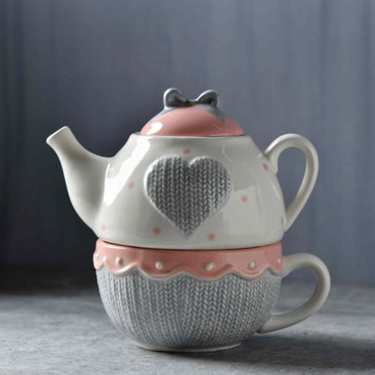 Heirloom Romance Teapot Set – Heart & Bow (450ml)