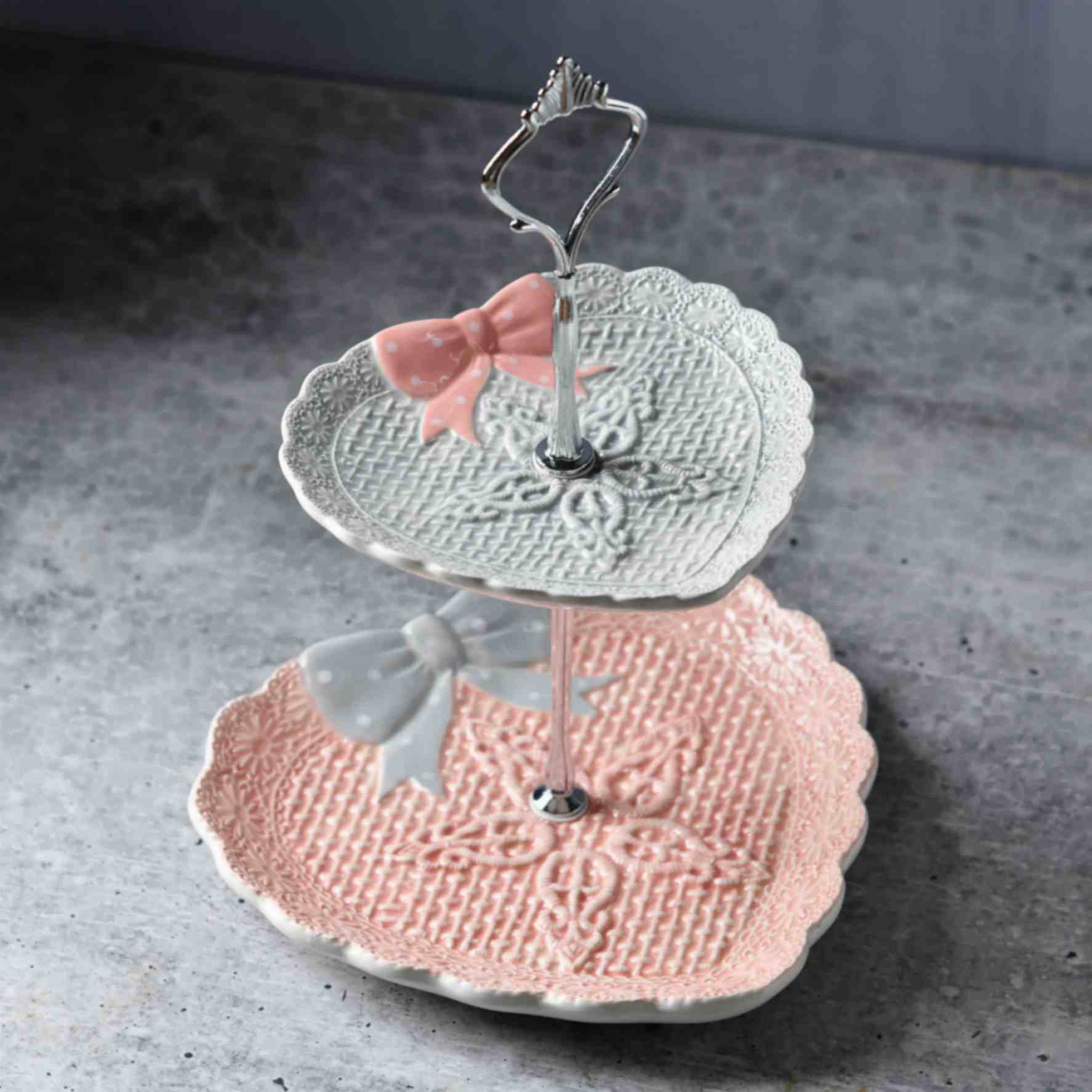 Heirloom Romance Cake Stand - Blush Heart