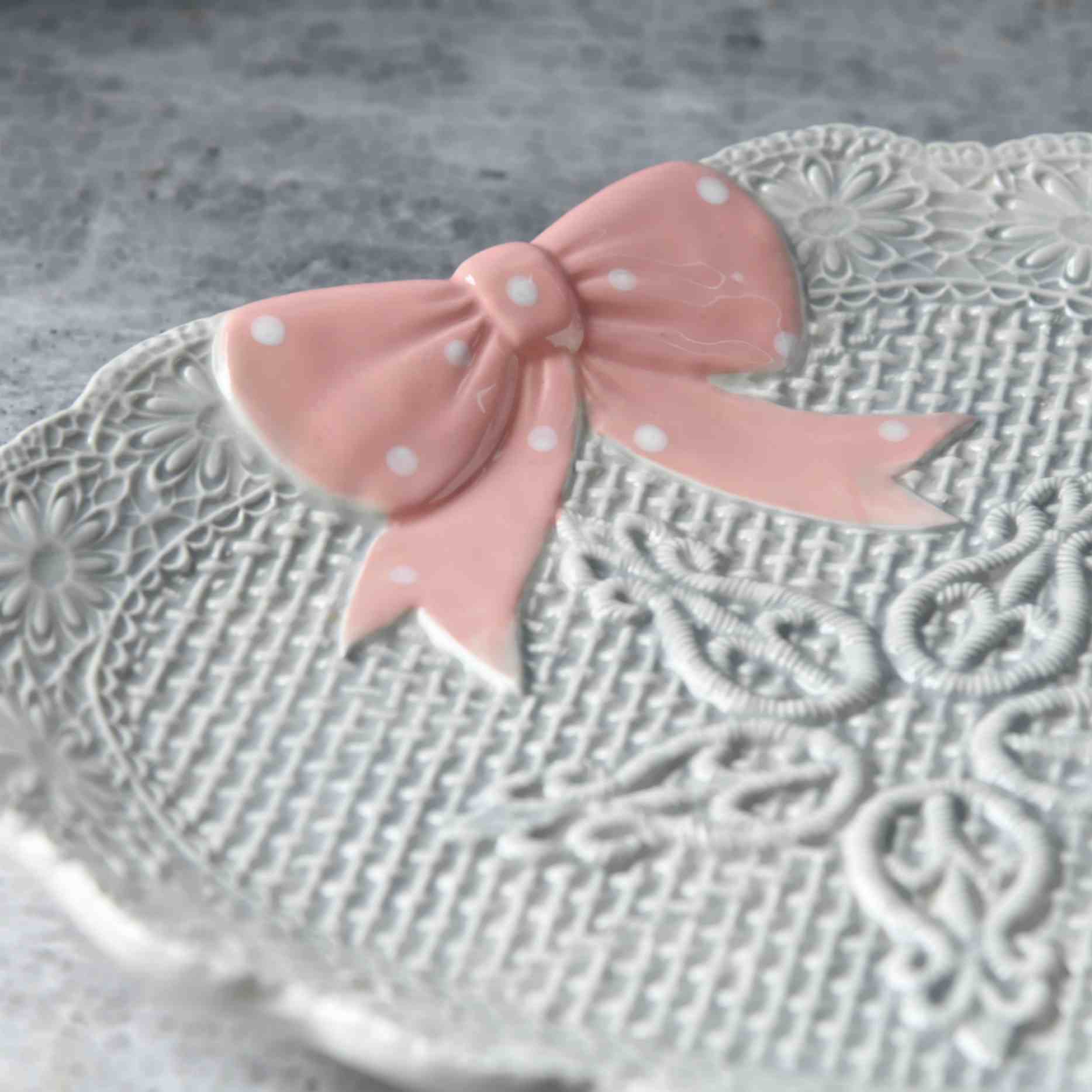 Heirloom Romance Heart Platter - Grey - 9.5-Inch