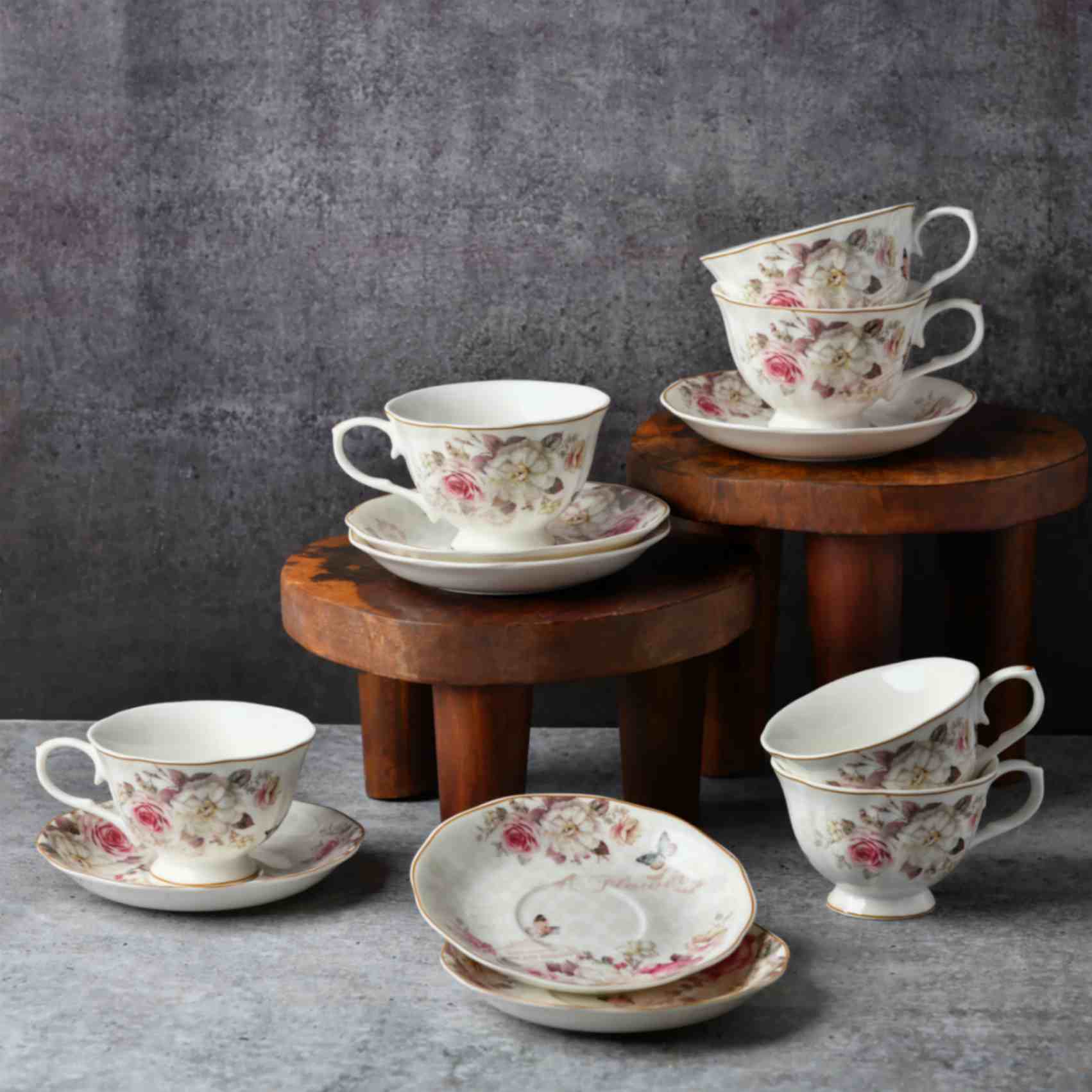 Vintage Bloom Boxed Tea Set - 6 pcs set