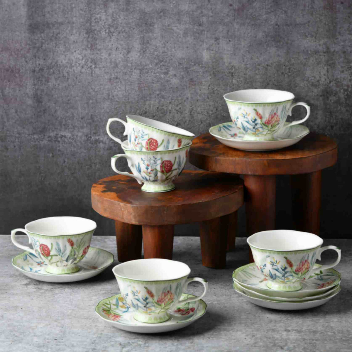Vintage Bloom Boxed Tea Set - 6 pcs set