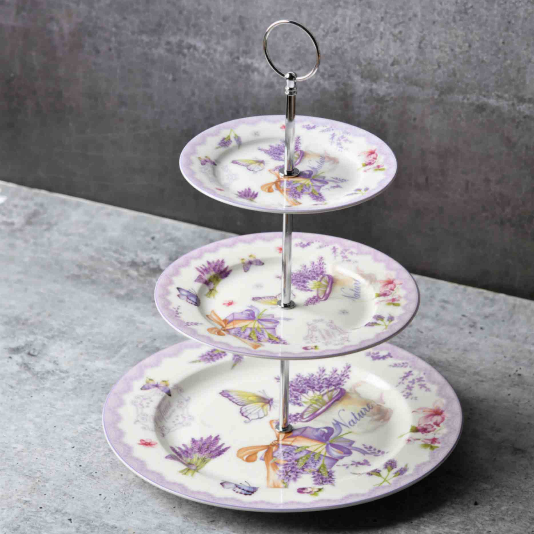 Vintage Floral 3 tier dessert stand