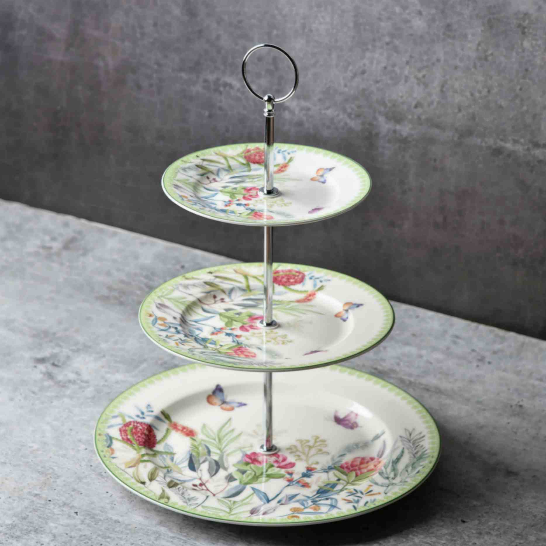 Vintage Floral 3 tier dessert stand