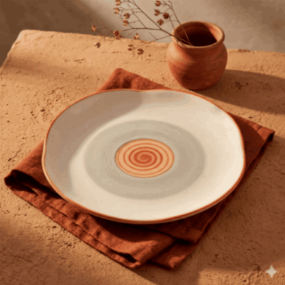 Rainbow Collection - Grey+Pink - Four Leaf Main Plate - 10 inch
