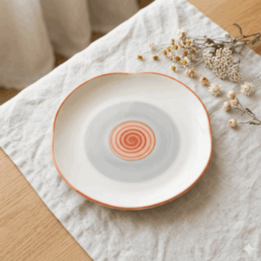 Rainbow Collection - Grey+Pink - Four Leaf Main Plate - 10 inch