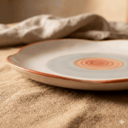 Rainbow Collection - Grey+Pink - Four Leaf Main Plate - 10 inch
