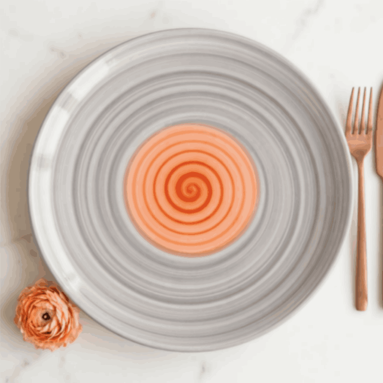 Rainbow Collection - Grey+Pink - Round Dinner Plate - 10 in