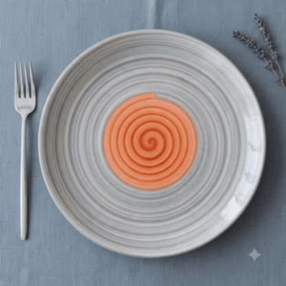 Rainbow Collection - Grey+Pink - Round Dinner Plate - 10 in