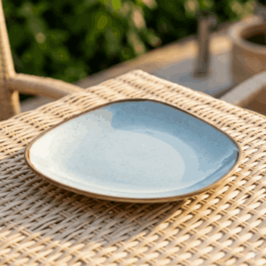 Vintage Blue - Unique Square Snack Plate - 9 inch