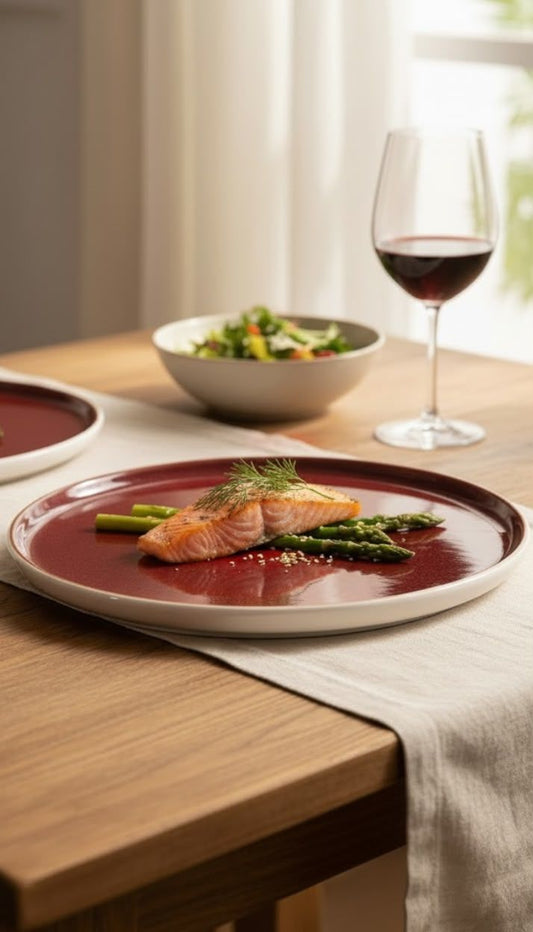 Sapphire Collection - Red - Corner Plate - 8.5 inch