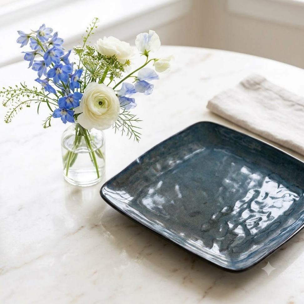 Copper Blue - Square Main Plate - 10 inch