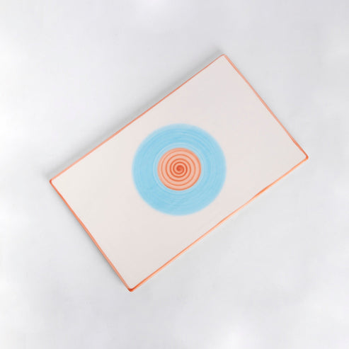 Rainbow Collection Flat Platter - Pink and Blue - 10 inch