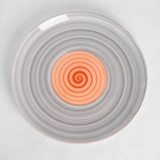 Rainbow Collection - Grey+Pink - Round Dinner Plate - 10 in